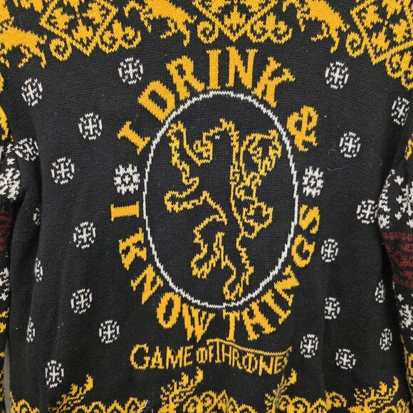 Game of Thrones Ugly Christmas Sweater I Drink and I Know Things Size Large - Picture 4 of 9